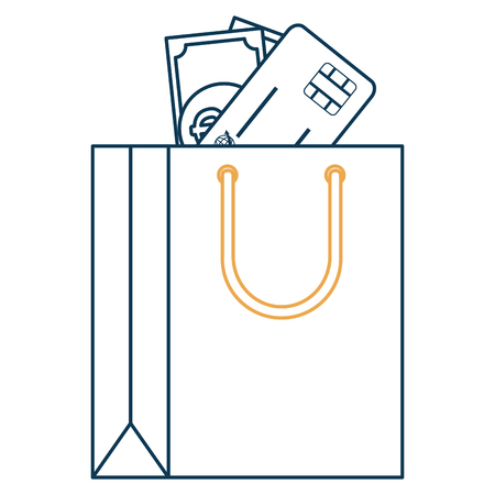 shopping bag with bills and credit card vector illustration designのイラスト素材