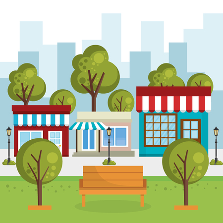 store building with cityscape scene vector illustration designのイラスト素材