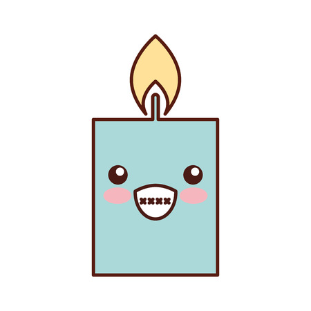 kawaii candle christmas flower decoration festive vector illustrationのイラスト素材