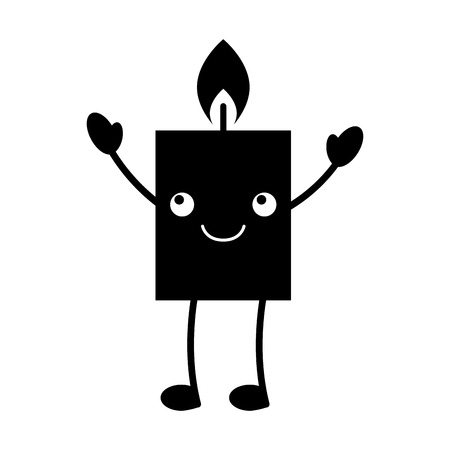 kawaii candle christmas flower decoration festive vector illustrationのイラスト素材