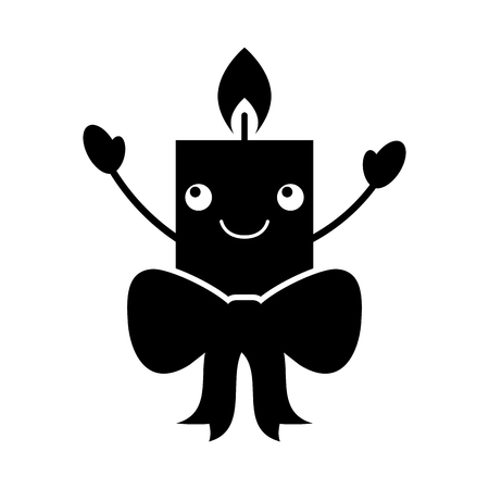 kawaii candle christmas flower decoration festive vector illustrationのイラスト素材