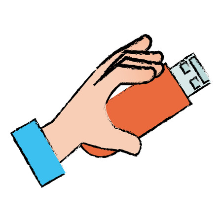 hand human with usb memory isolated icon vector illustration designのイラスト素材