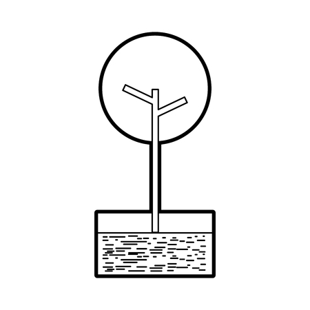 tree with river and grass natural foliage park plant vector illustrationのイラスト素材