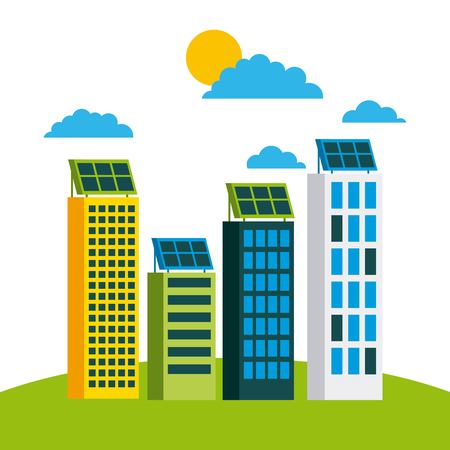 green city building environmental protection ecology concept vector illustrationのイラスト素材