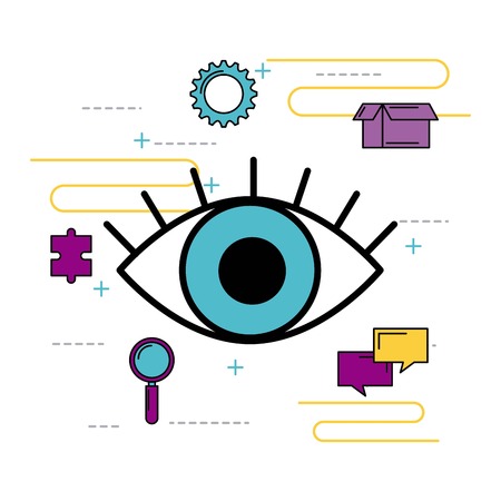 creative vision message chat innovation puzzle vector illustrationのイラスト素材