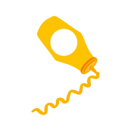 fast food mustard bottle pouring sauce vector illustrationのイラスト素材