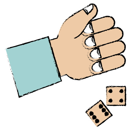 hand human with dices game vector illustration designのイラスト素材