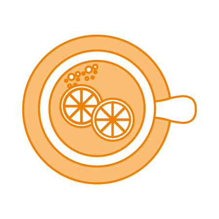 cup of tea with slice lemon refreshment liquid vector illustrationのイラスト素材