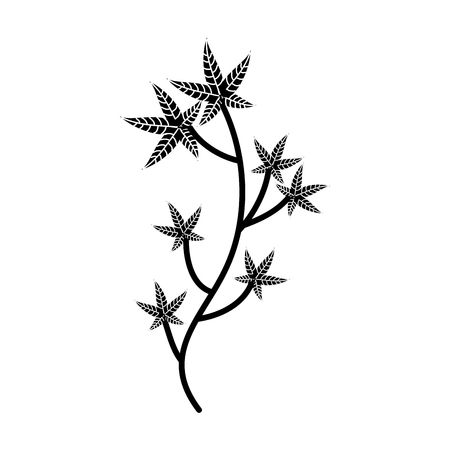 autumn tree branch leaves foliage botanical image vector illustrationのイラスト素材