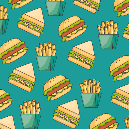 fast food seamless pattern vector illustration graphic designのイラスト素材
