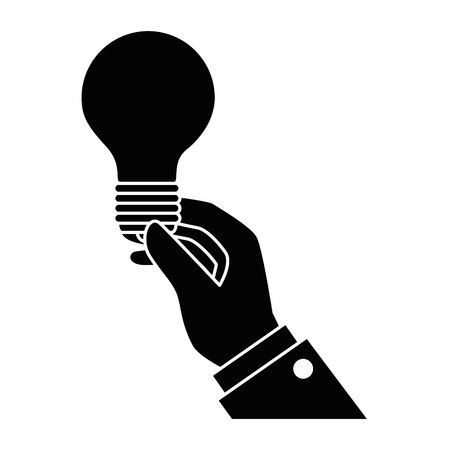 hand human with bulb light vector illustration designのイラスト素材