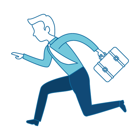 businessman running with portfolio avatar character vector illustration designのイラスト素材