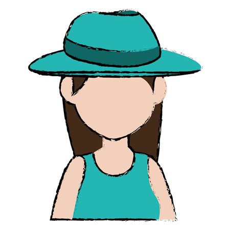 beautiful woman with cap tourist avatar character vector illustration designのイラスト素材