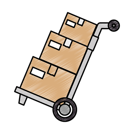 delivery cart with boxes vector illustration designのイラスト素材