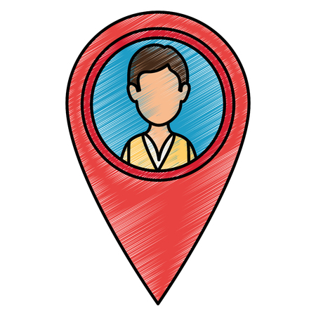 delivery worker with pointer location vector illustration designのイラスト素材