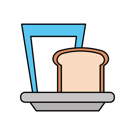 breakfast glass milk and slice bread fresh vector illustrationのイラスト素材