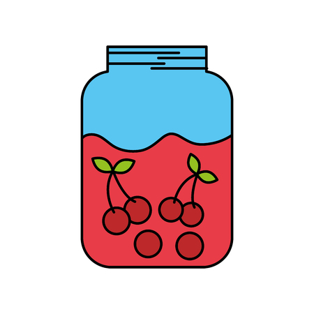 glass jar and cherries fruit beverage fresh vector illustrationのイラスト素材