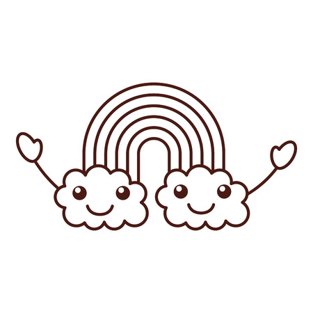 kawaii rainbow cloud cute decoration cartoon vector illustrationのイラスト素材