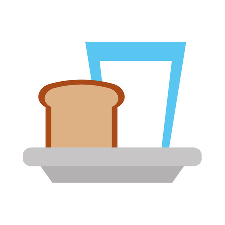 breakfast glass milk and slice bread fresh vector illustrationのイラスト素材