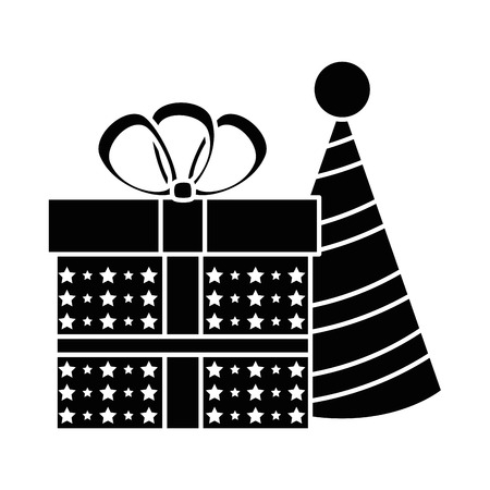 gift box present with hat vector illustration designのイラスト素材
