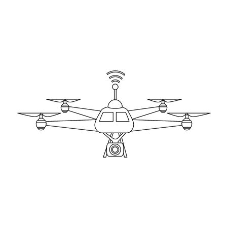 drone flying technology with camera vector illustration designのイラスト素材