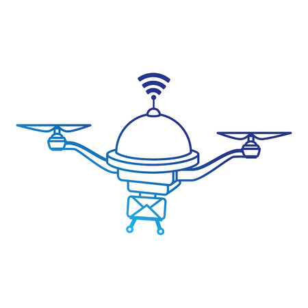 drone flying technology with envelope vector illustration designのイラスト素材