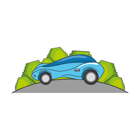 Modern car futuristic in the road illustration designのイラスト素材