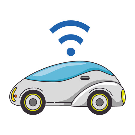 Modern car futuristic with wireless signal illustration designのイラスト素材