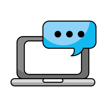 laptop online speech bubble chat communication vector illustrationのイラスト素材