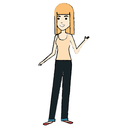 beautiful woman standing avatar character vector illustration designのイラスト素材