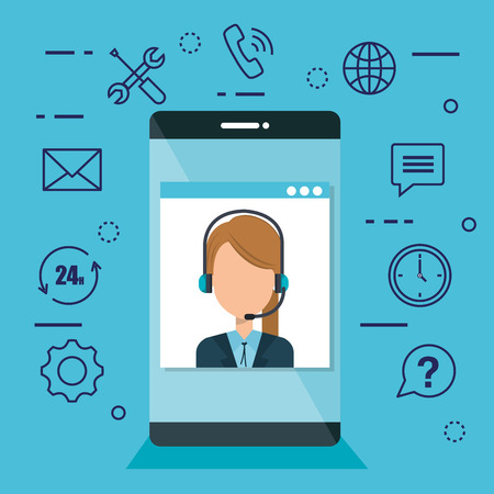 customer service agent with settings vector illustration designのイラスト素材