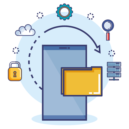 data center set flat icons vector illustration designのイラスト素材