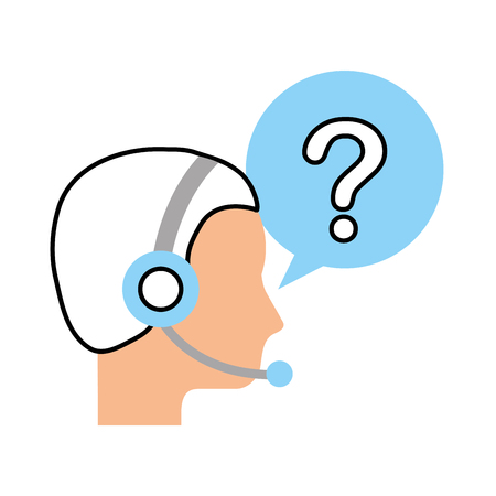 customer service operator with headset and speech bubble vector illustrationのイラスト素材