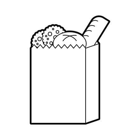 paper bag bakery and bread fresh food vector illustrationのイラスト素材