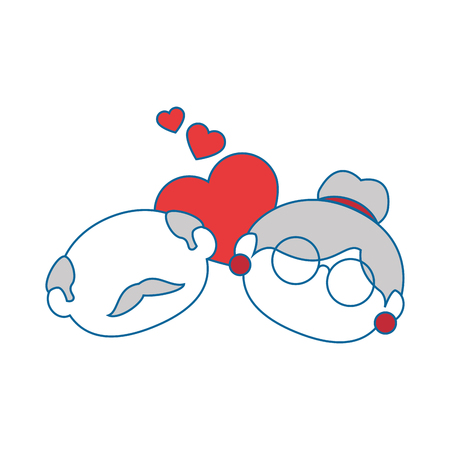 couple of grandparents and heart icon over white background colorful design vector illustrationのイラスト素材