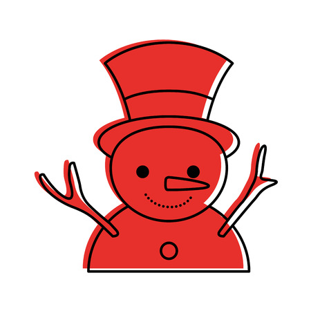 Christmas snowman cartoon smile character winter vector illustrationのイラスト素材
