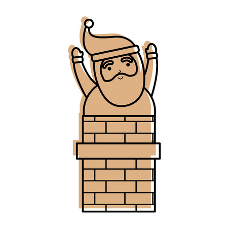 christmas santa claus in the chimney card vector illustrationのイラスト素材