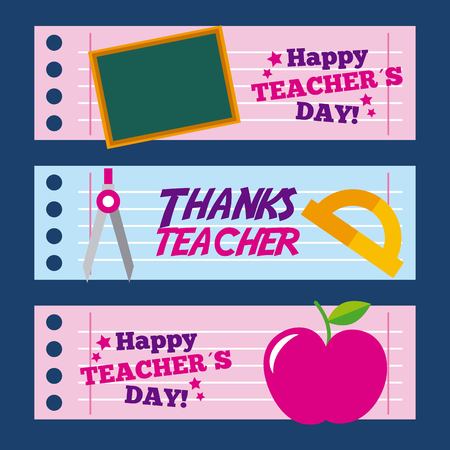 Happy teacher day card thanks greeting decoration vector illustrationのイラスト素材