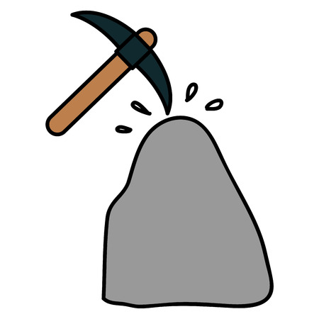 pick mine tool with stone vector illustration designのイラスト素材