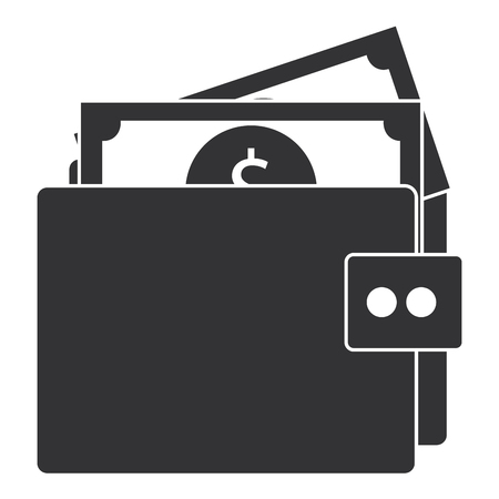 wallet money with bills vector illustration designのイラスト素材