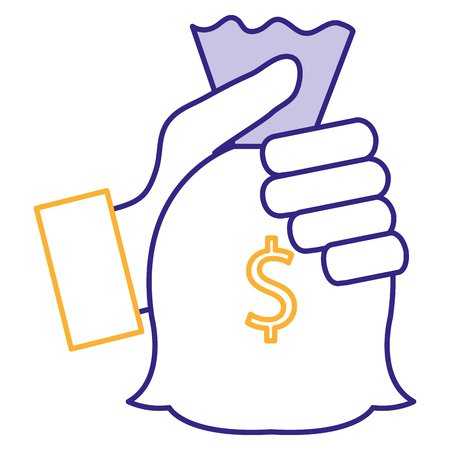 hand human with money bag isolated icon vector illustration designのイラスト素材
