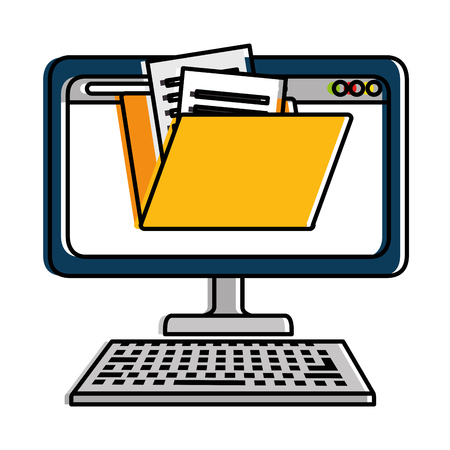 computer desktop with folder vector illustration designのイラスト素材