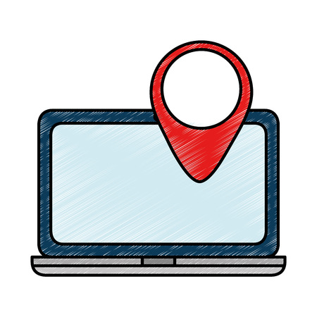 laptop computer with pointer location vector illustration designのイラスト素材