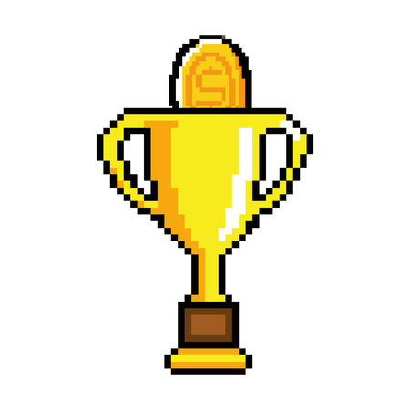 pixelated trophy game award vector illustration designのイラスト素材