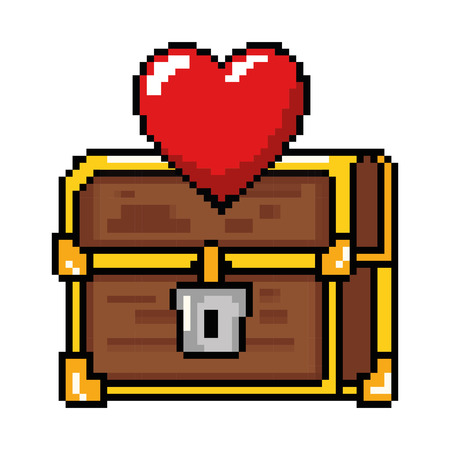 pixelated treasure chest with heart vector illustration designのイラスト素材