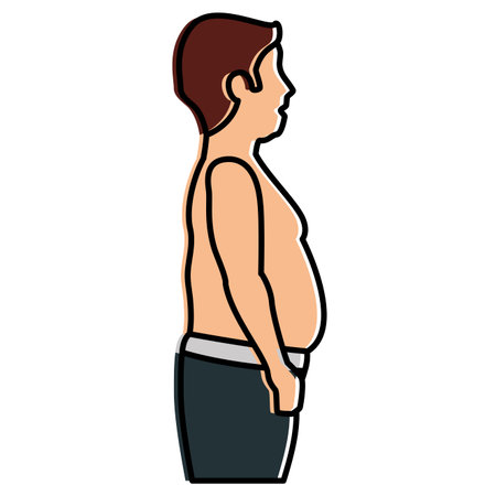 obese man without a shirt vector illustration designのイラスト素材