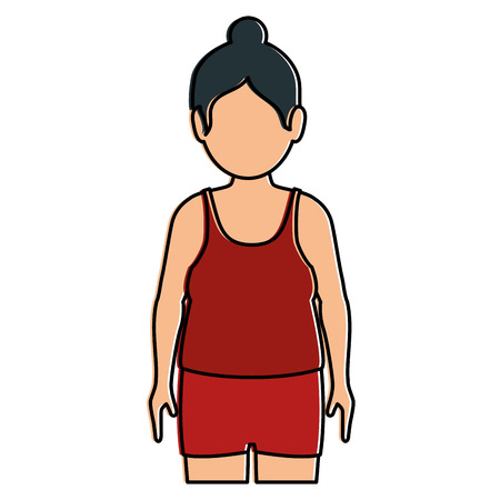 fat woman in sport suit vector illustration designのイラスト素材