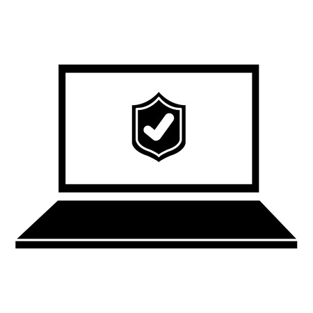 laptop computer with shield vector illustration designのイラスト素材