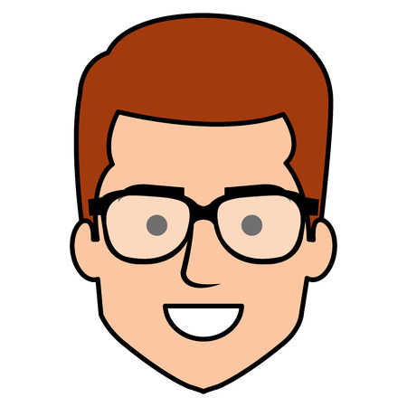 Young man head avatar character vector illustration designのイラスト素材