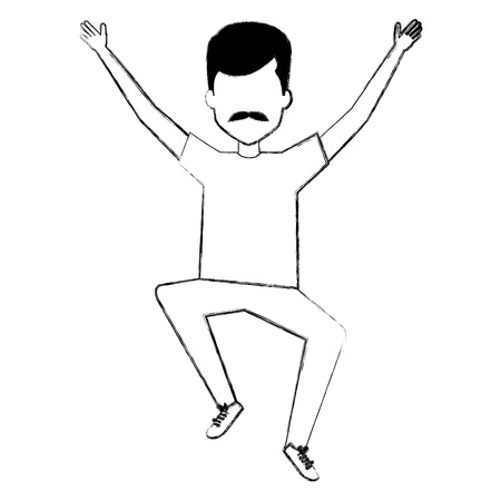 cheerful jumping man avatar vector illustration designのイラスト素材